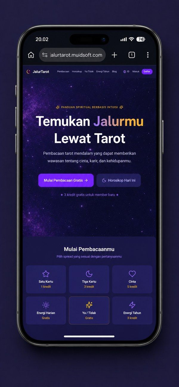 JalurTarot - Platform Tarot Digital Screenshot