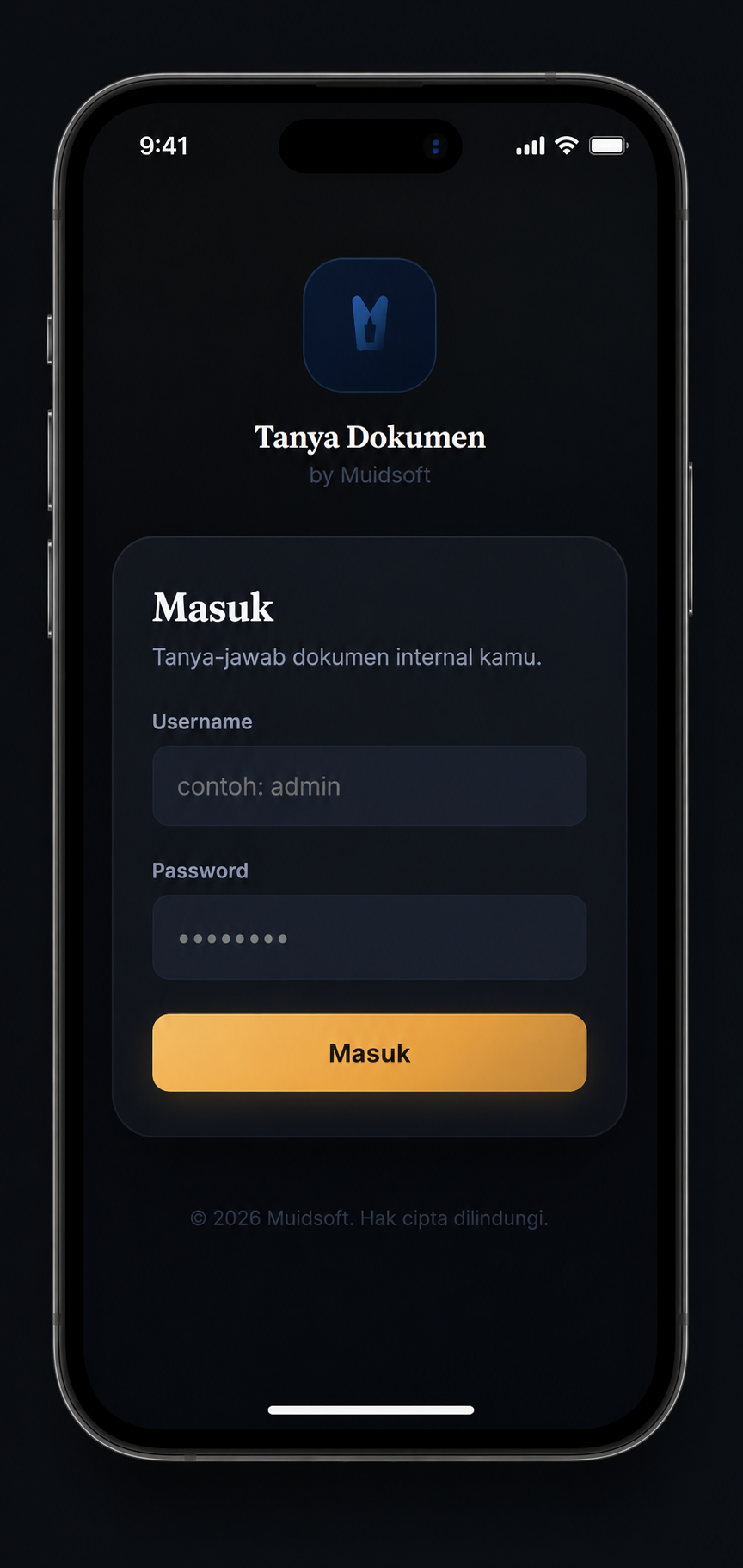 Tanya Dokumen — AI Chatbot Dokumen Internal Screenshot